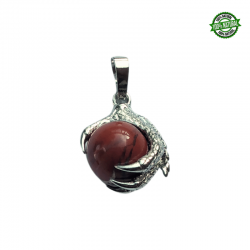 Diaspro Rosso Pendente Artiglio metallo con Sfera in Pietra Naturale da 12mm