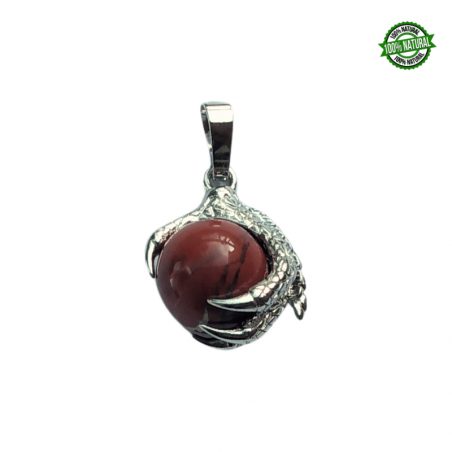 Diaspro Rosso Pendente Artiglio metallo con Sfera in Pietra Naturale da 12mm