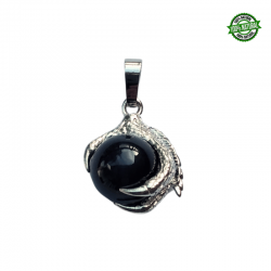 Onice Nero Pendente Artiglio metallo con Sfera in Pietra Naturale da 12mm