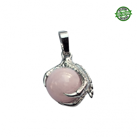 Quarzo Rosa Pendente Artiglio metallo con Sfera in Pietra Naturale da 12mm