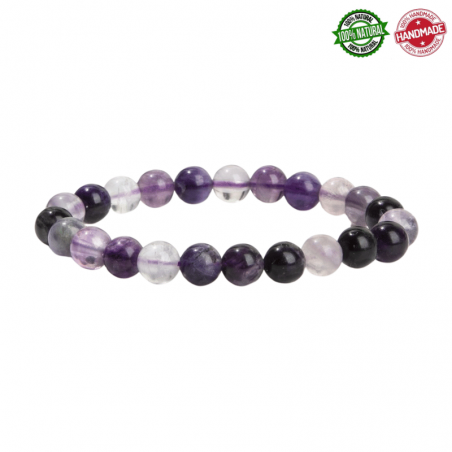 Braccialetto Fluorite Viola perle in pietra naturale da 8mm - Qualità AB