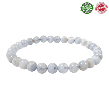 Braccialetto Calcedonio Blu Fasciato perline in pietra naturale da 6mm - Qualità A