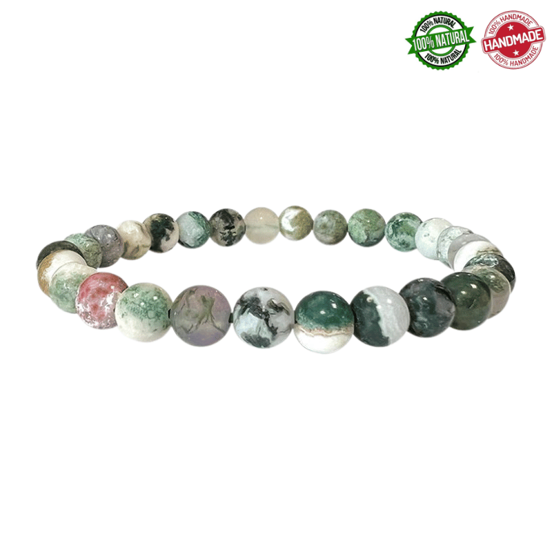 Braccialetto Agata Albero perline pietra naturale da 6mm - Qualità A