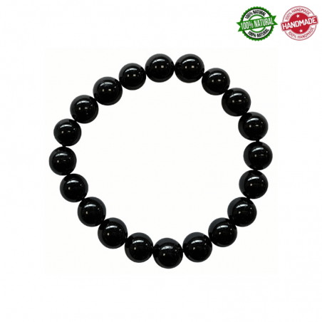 Bracciale Tormalina Nera perle in pietra naturale da 10mm - Qualita A