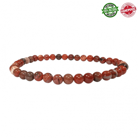 Braccialetto Diaspro Rosso perline da 4mm in Pietra Naturale - Qualità AB