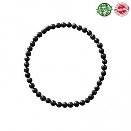 Braccialetto Tormalina Nera perline in pietra naturale da 4mm - Qualita A