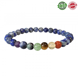 Braccialetto Perline Lapislazzuli e Pietre 7 Chakra da 6mm - Qualità A