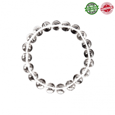 Bracciale Cristallo di Rocca perle in pietra naturale da 10mm - Qualità A