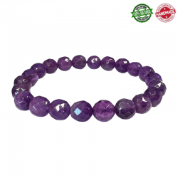 Bracciale Ametista perle Sfaccettate in pietra naturale da 8mm - Qualità AA
