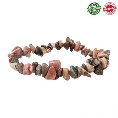 Braccialetto Rodonite in Chips Pietra Naturale - Qualità AB