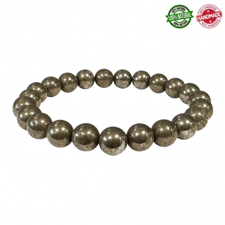 Braccialetto Pirite perle in pietra naturale da 8mm - Qualità A