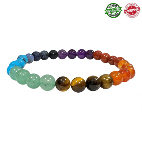 Braccialetto 7 Chakra perline pietra naturale da 6mm - Qualità AB