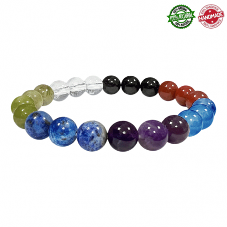Bracciale 7 Chakra perle in pietra naturale da 8mm - Qualità A
