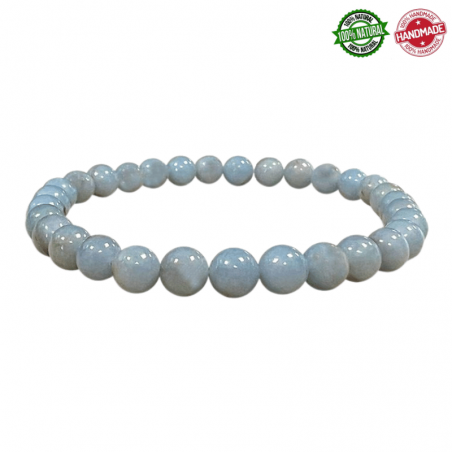 Braccialetto Angelite del Perù perline in pietra naturale da 6mm - Qualità AB