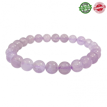 Bracciale Ametista Lavanda perle in pietra naturale da 8mm - Qualità A