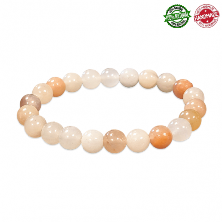 Bracciale Avventurina Pesca perle in pietra naturale da 8mm - Qualità A