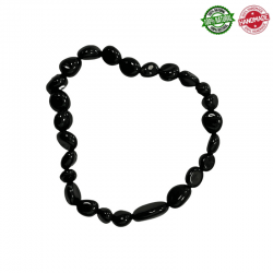 Bracciale Onice Nero in Pietra Burattata Naturale - Qualità A