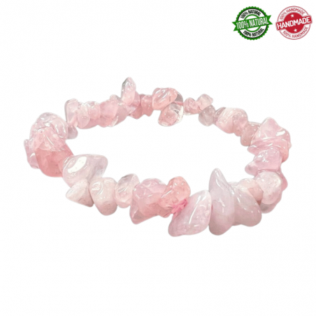 Braccialetto Quarzo Rosa in Chips Pietra Naturale - Qualità AB