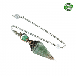 Avventurina Verde Pendolo in Orgonite Sfaccettata (± 65 x 20mm) con Catena da 23cm