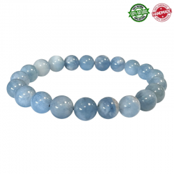 Bracciale Acquamarina perle in pietra naturale da 9-10mm - Qualità A