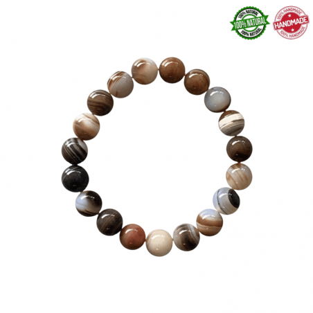 Bracciale Agata Botswana perle in pietra naturale da 10mm - Qualità AA