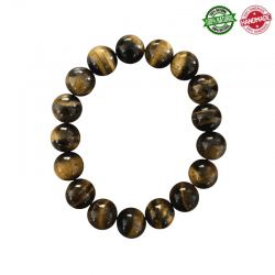 Bracciale Occhio di Tigre perle in pietra naturale da 12mm - Qualità A