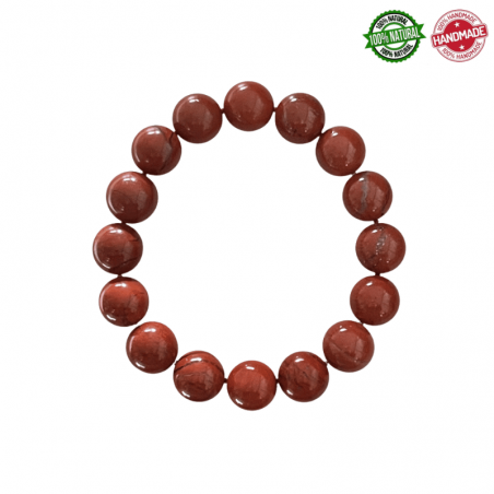Bracciale Diaspro Rosso perle da 12mm in Pietra Naturale - Qualità AB