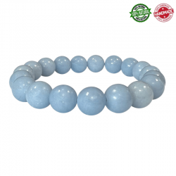 Bracciale Angelite del Perù perle in pietra naturale da 10mm - Qualità AB