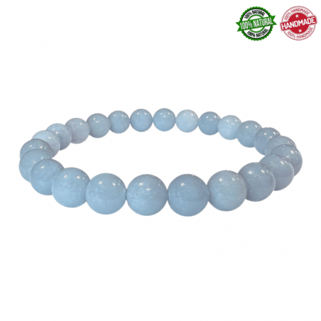 Braccialetto Angelite del Perù perle in pietra naturale da 8mm - Qualità A