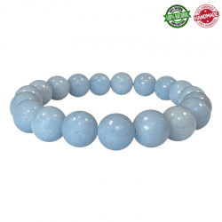 Bracciale Angelite del Perù perle in pietra naturale da 10mm - Qualità A