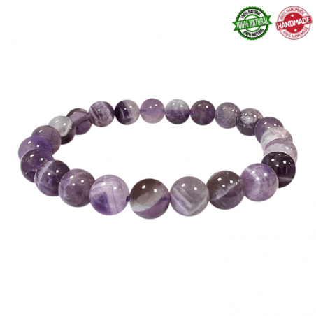 Bracciale Ametista Fasciata perle in Pietra Naturale da 8mm - Qualità A