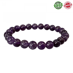 Bracciale Ametista Uruguay perle in pietra naturale da 8mm - Qualità A
