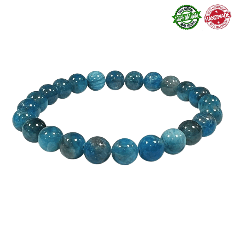 Bracciale Apatite Blu perle in pietra naturale da 8mm - Qualità A