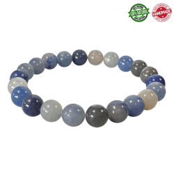 Braccialetto Avventurina Blu perle pietra naturale da 8mm - Qualità AB