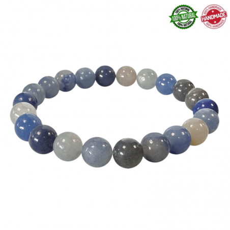 Braccialetto Avventurina Blu perle pietra naturale da 8mm - Qualità AB
