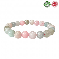 Bracciale Berillo, Acquamarina e Morganite perle in pietra naturale da 8/9mm - Qualità AA