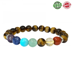 Braccialetto Occhio di Tigre e Pietre 7 Chakra da 8mm - Qualità A