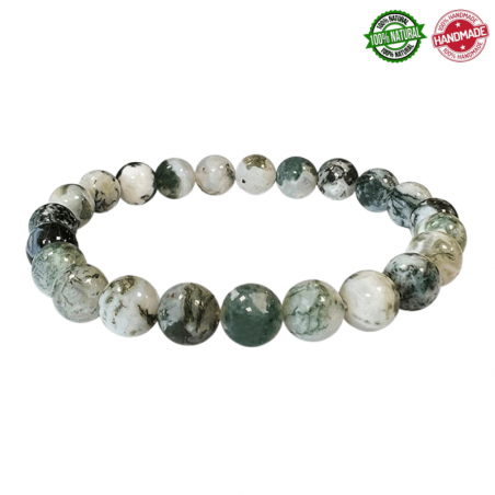 Bracciale Agata Albero perle in pietra naturale da 8mm - Qualità A
