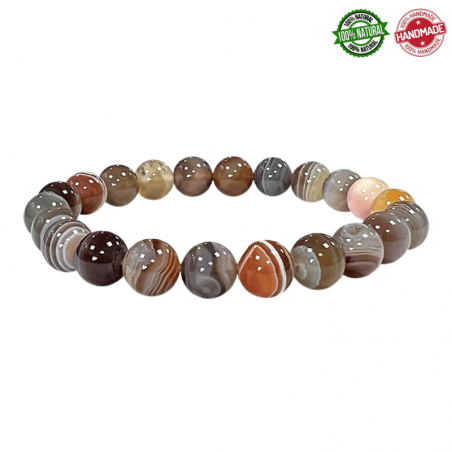 Bracciale Agata Botswana perle in pietra naturale da 8mm - Qualità AA