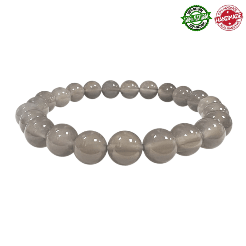 Bracciale Agata Grigia perle in pietra naturale da 8mm - Qualità A