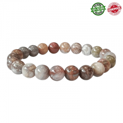 Bracciale Agata Plume perle in pietra naturale da 8mm - Qualità AB