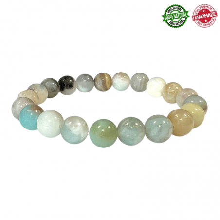 Bracciale Amazzonite Multicolore perle in pietra naturale da 8mm - Qualità A