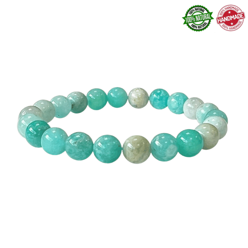 Bracciale Amazzonite del Perù perle in pietra naturale da 8mm - Qualità A
