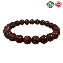 Bracciale Granato Rosso perle in pietra naturale da 8mm - Qualità A