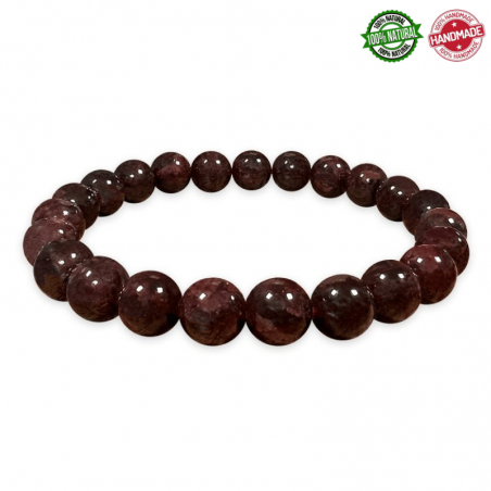 Bracciale Granato Rosso perle in pietra naturale da 8mm - Qualità A