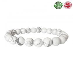 Bracciale Howlite perle in pietra naturale da 8mm - Qualità A