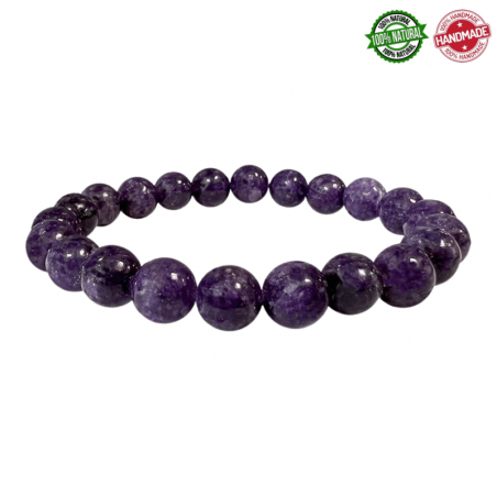 Braccialetto Lepidolite Scura perle in pietra naturale da 8mm - Qualità A