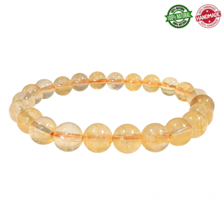 Braccialetto Citrino Riscaldato Perle da 8mm in Pietra Naturale - Qualità AB