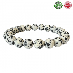 Braccialetto Diaspro Dalmata perle in pietra naturale da 8mm - Qualità AB