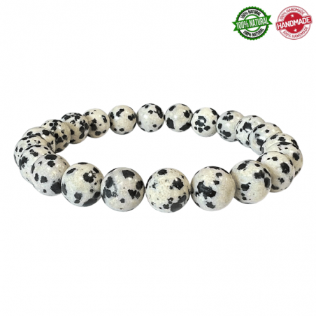 Braccialetto Diaspro Dalmata perle in pietra naturale da 8mm - Qualità AB